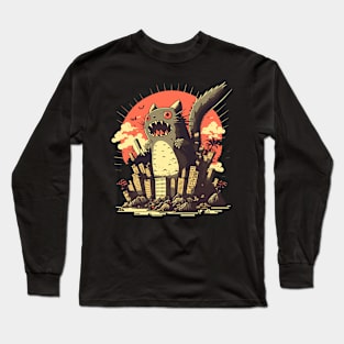 Funny cat Catzilla destroying cities cute Kitten Long Sleeve T-Shirt